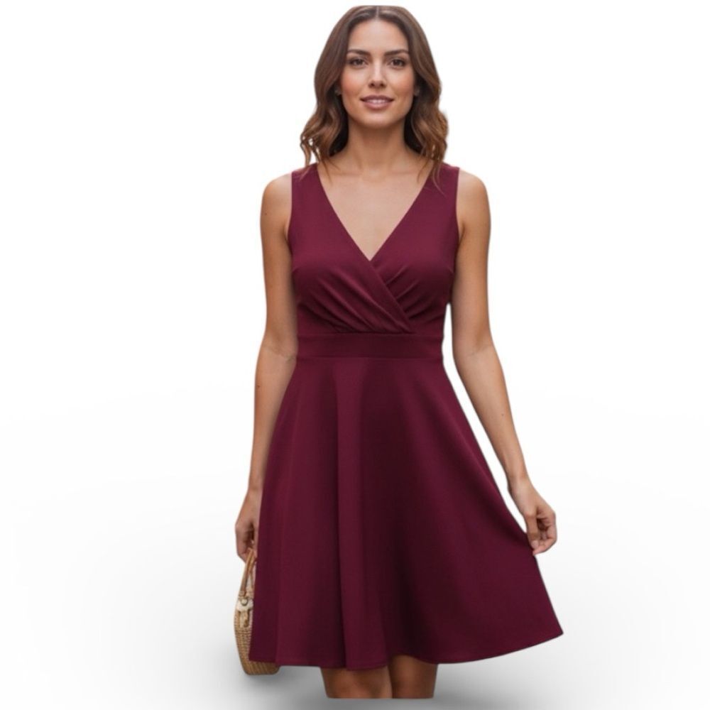 Cranberry Red Fit & Flare Dress Med